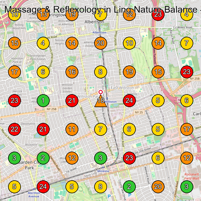 Massage & Reflexology in Ling Nature Balance Massage Therapist GeoGrid ranking map for Williston Park NY